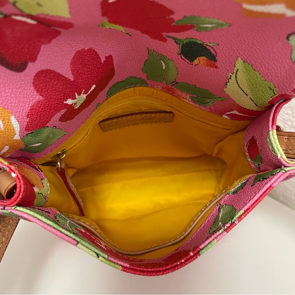 Dooney & Bourke 🌸 Pink Floral, Letter Carrier Leather Crossbody bag 🌸 - Picture 12 of 16